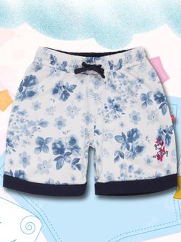 3PIN - Girls White Cotton Printed Shorts