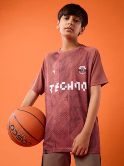Technosport - Boys Rust Polyester Printed T-Shirt