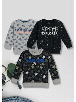 3PIN - Boys Multi-Color Cotton Printed 3 Sweatshirts (Pack of 3)