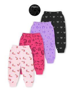 Trampoline - Unisex Multi-Color Fleece Printed 4 Joggers (Pack of 4)