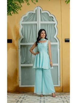 Kohsh - Peplum Top & Palazzo With Dupatta (Set of 3)