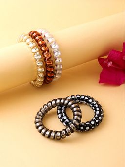 Yellow Chimes - Spiral Rubberbands Eamless No Crease Ponytail Holders Elastic Hair Ties