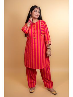 KARIGAR - Womens Cotton Stripes Multi-Color Co-Ord Set