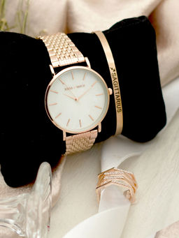 Joker and Witch - Joker & Witch White Stainless Steel Watch and Bracelet With Ring (Set of 3)