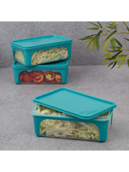 HomeTown - Kitchen Mate Plastic Rectangular Container 1560ml Set of 3 in Teal Colour