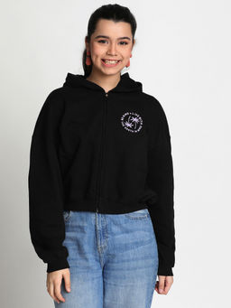 Lil Tomatoes - Girls Black Heavy Weight Cotton Fleece Hoodie