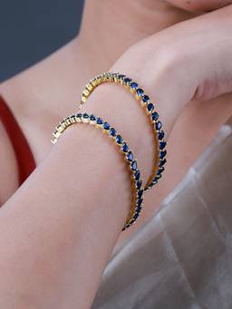 Voylla - Sparkling Elegance Blue Cz Yellow Gold-Plated Bangles