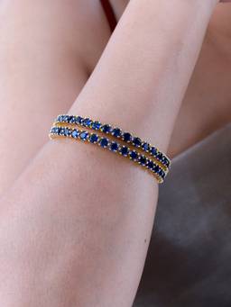 Voylla - Sparkling Elegance Round Blue Cz Yellow Gold-Plated Bangles