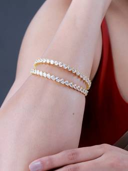 Voylla - Sparkling Elegance White Cz Yellow Gold-Plated Bangles