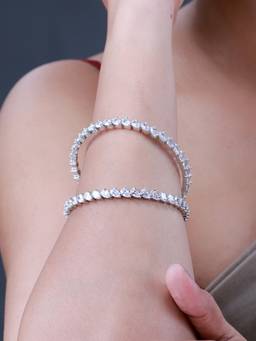 Voylla - Sparkling Elegance White Cz White Rhodium-Plated Bangles
