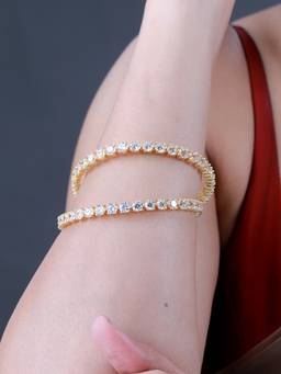 Voylla - Sparkling Elegance Round White Cz Yellow Gold-Plated Bangles