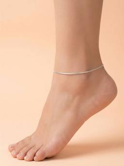 925 SILLER - Pure Silver Classic Minimalist Silver Snake Chain Anklet