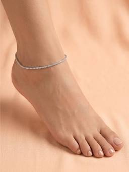 925 SILLER - Pure Silver Classic Sparkle Cubic Zirconia Silver Tennis Anklet