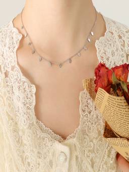 AQUASTREET - Leaf Charm Silver Plated Waterproof Anti-Tarnish Minimal Necklace
