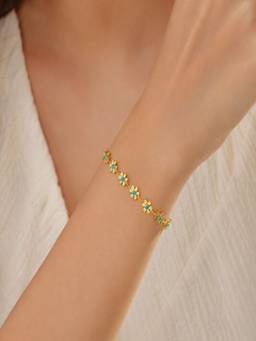 AQUASTREET - Blue Floral 18K Gold Plated Waterproof Anti-Tarnish Minimal Bracelet