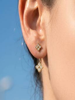 AQUASTREET - Zircon Floral Clover 18K Gold Plated Waterproof Anti-Tarnish Earrings