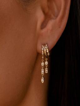 AQUASTREET - Triple Zircon 18K Gold Plated Anti-Tarnish Earrings