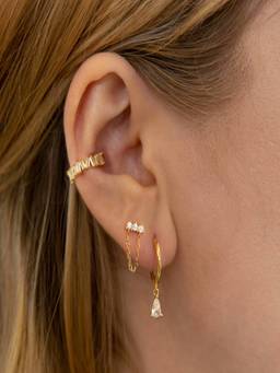 AQUASTREET - Zircon 18K Gold Plated Anti-Tarnish Earring Set (Pack of 3)