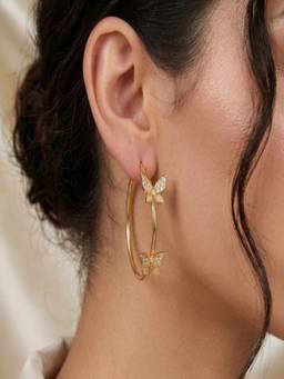 AQUASTREET - Butterfly Zircon 18K Gold Plated Anti-Tarnish Earrings