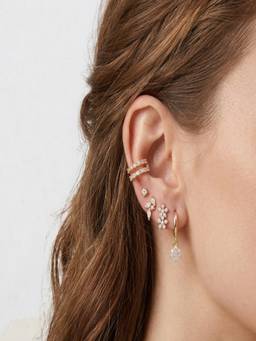 AQUASTREET - Floral Zircon 18K Plated Anti-Tarnish Earring Set for SINGLE EAR ONLY (Pack of 5)