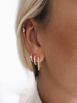 AQUASTREET - Zircon 18K Gold Plated Anti-Tarnish Earring Set (Pack of 4)