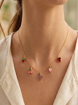 AQUASTREET - Multicolour Fruit Charm 18K Gold Plated Anti-Tarnish Necklace