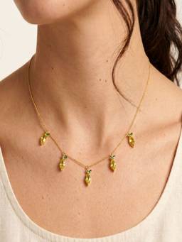AQUASTREET - Yellow Zircon Lemon Fruit Charm 18K Gold Plated Anti-Tarnish Necklace