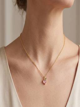 AQUASTREET - 18K Gold Plated Anti-Tarnish Small Strawberry Pendant Chain Necklace