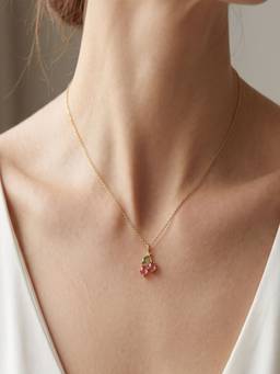 AQUASTREET - 18K Gold Plated Anti-Tarnish Small Cherry Pendant Chain Necklace