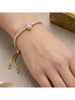 Salty - Pink Adjustable Heart Tennis Bracelet