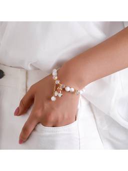 Salty - White Sweet Cherry Charm Beaded Bracelet
