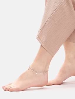 Carlton London - Rhodium Plated Leaf Anklet
