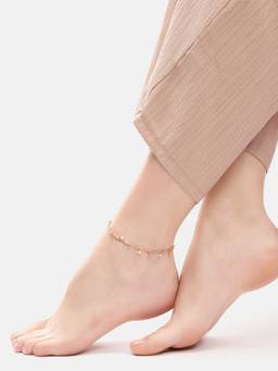 Carlton London - Rose Gold Bead Charm Anklet