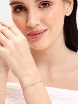Carlton London - Rhodium Solitaire Bracelet