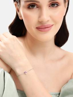 Carlton London - Rhodium Plated Heart Bracelet