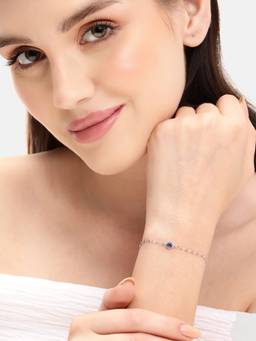 Carlton London - Rhodium Sapphire-Blue Bracelet