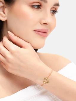 Carlton London - 18kt Plated Floral Bracelet