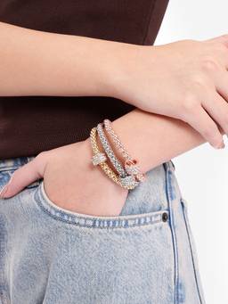 Carlton London - Tri-Tone Stretchable Bracelet (Pack of 3)