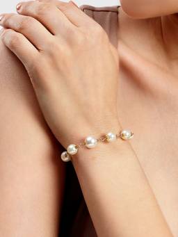 Carlton London - Gold Plated Pearl Bracelet