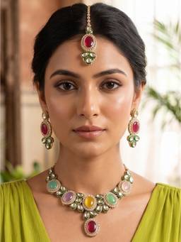 NUI - Multi-Colour Plated Multicolour Jewellery Set For Women