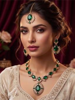 NUI - Green Plated Jewellery Set For Women