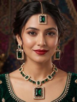 NUI - Green Plated Jewellery Set For Women