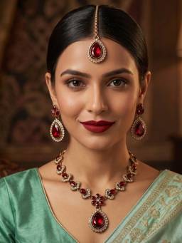NUI - Maroon Plated Jewellery Set For Women