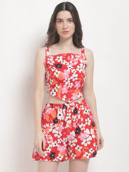 AOBA - Women Red Printed Beachwear (Set of 2)