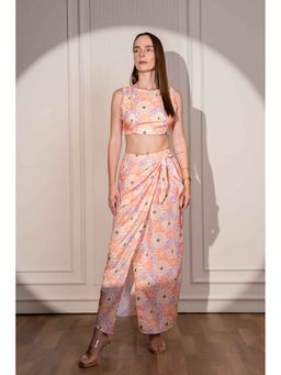 Pasha India - Retro Bloom Crop Top & Wrap Around Skirt (Set of 2)