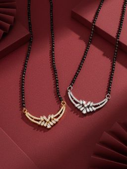 ADIVA - Gold & Silver-Plated White American Diamond Mangalsutra (Pack of 2)
