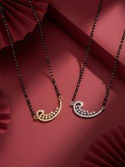 ADIVA - Gold & Silver-Plated White American Diamond Mangalsutra (Pack of 2)