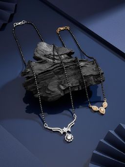 ADIVA - Gold & Silver-Plated White American Diamond Mangalsutra (Pack of 2)