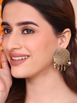 Fida - Golden Circular Drop Earrings