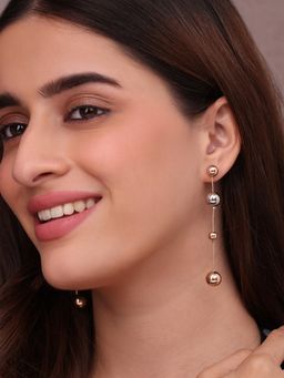 ToniQ - Modern Dual-Tone Multi-Color Ball Dangle Earrings